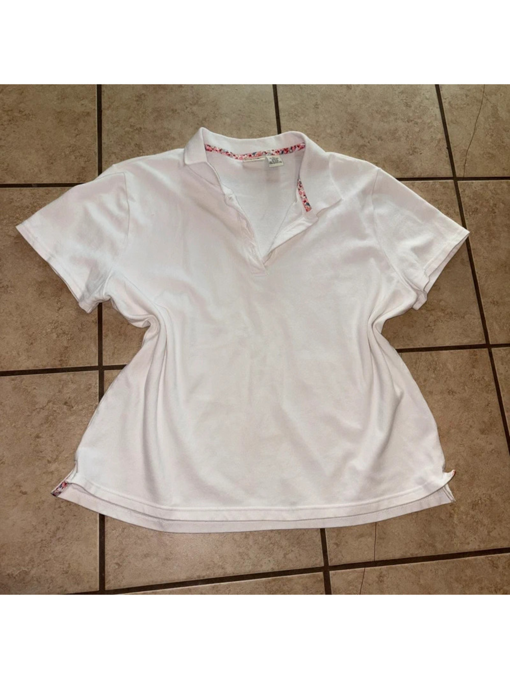 White Y2K Multicolored Lined Short Sleeve Cherokee Henley